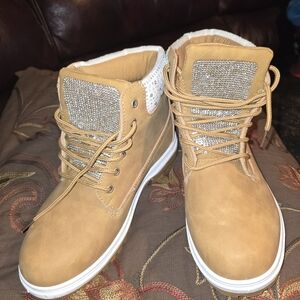 Chosen Steps High-Top Sneakers with Rhinestone Detail Size 6